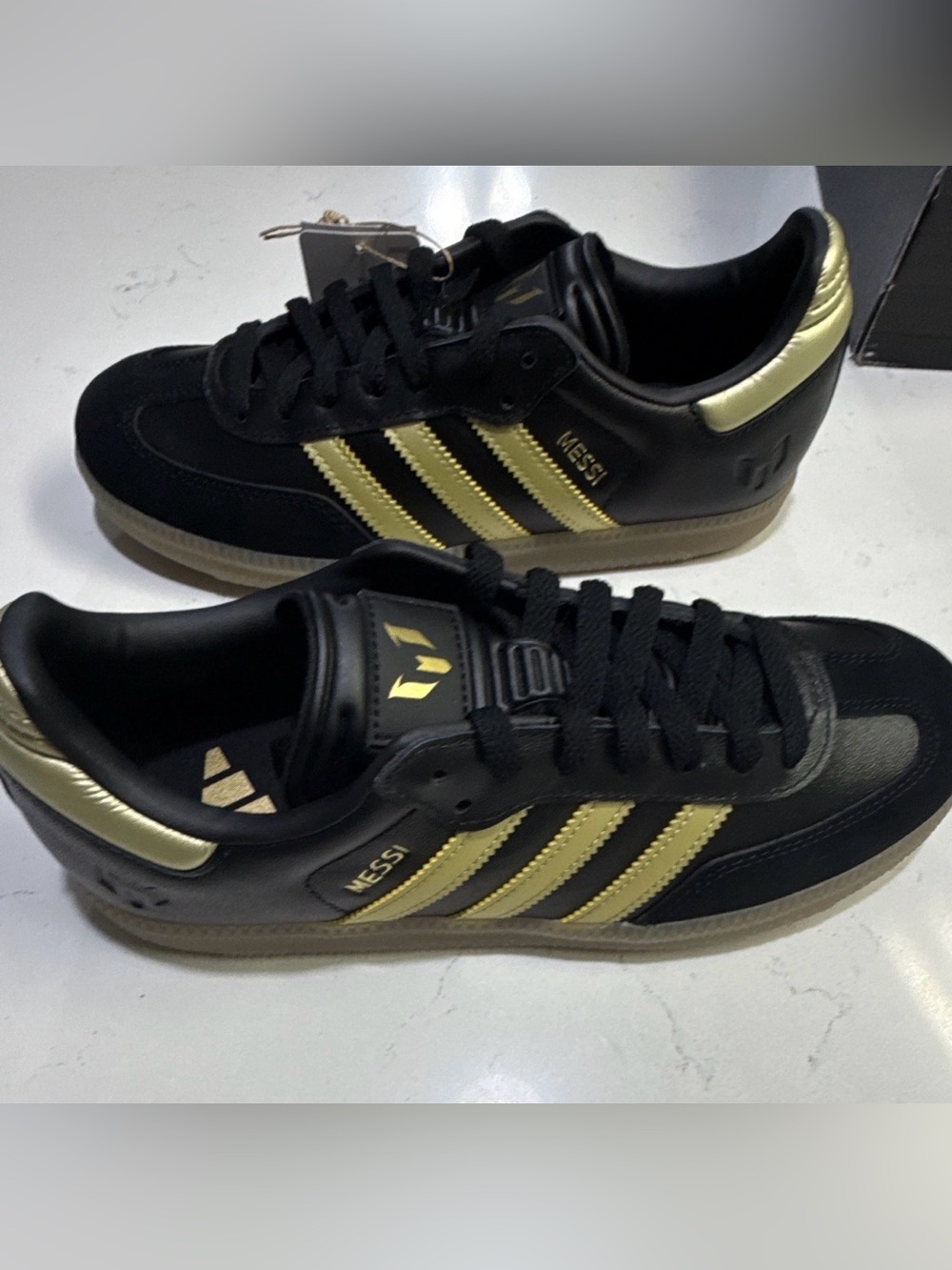Adidas Samba Messi Black Gold Gum Youth 6 / Women 7.5 Unisex
